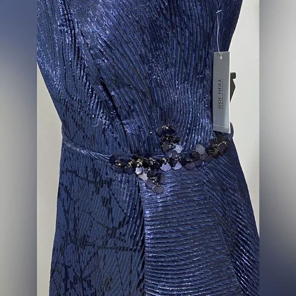 Teri Jon By Rickie Freeman Embellished One-Shoulder Midi-Dress Size 18 — image 8 of 8